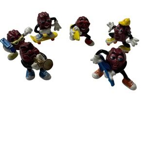Vintage 1988 California Raisins PVC‎ Figures Set of 6 Music Sports Advertising